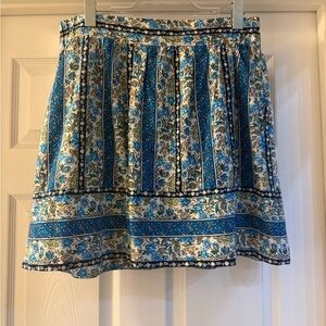 LOFT Blue and White Floral A-Line Skirt